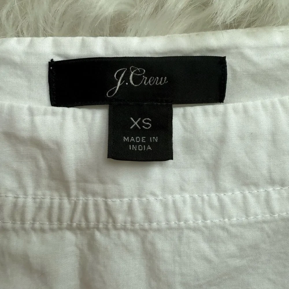 J Crew Puff Sleeve Top White 100% Cotton